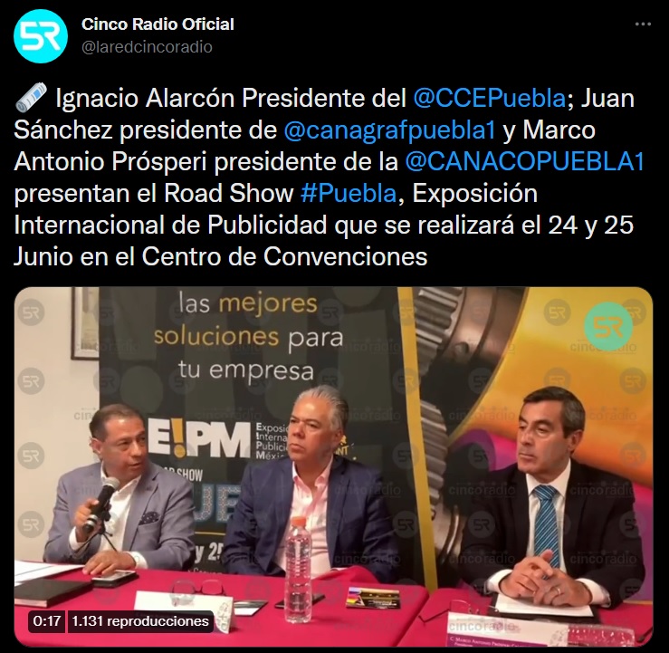 CANACOPUEBLA presentan el Road Show #Puebla, Exposición Internacional de Publicidad que se realizará el 24 y 25 Junio en el Centro de Convenciones