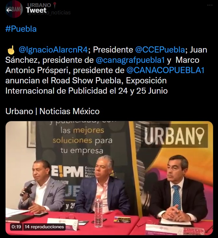 Anuncian el Road Show Puebla, Exposición Internacional de Publicidad el 24 y 25 Junio